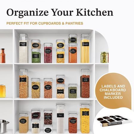 Set of 7 Flour and Sugar Canisters for Pantry Storage and Organization