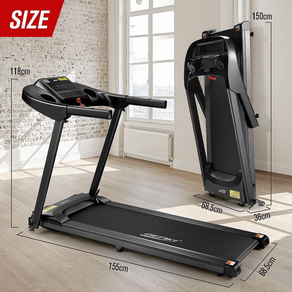 Genki 1.85 HP Foldable Smart Walking Running Treadmill Machine Bluetooth Enabled App Control for Home Office