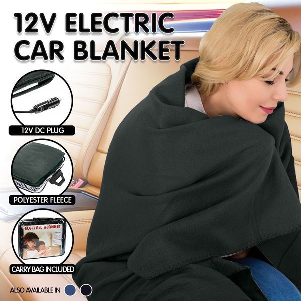 Heated Electric Car Blanket 150x110cm 12V - Navy Blue