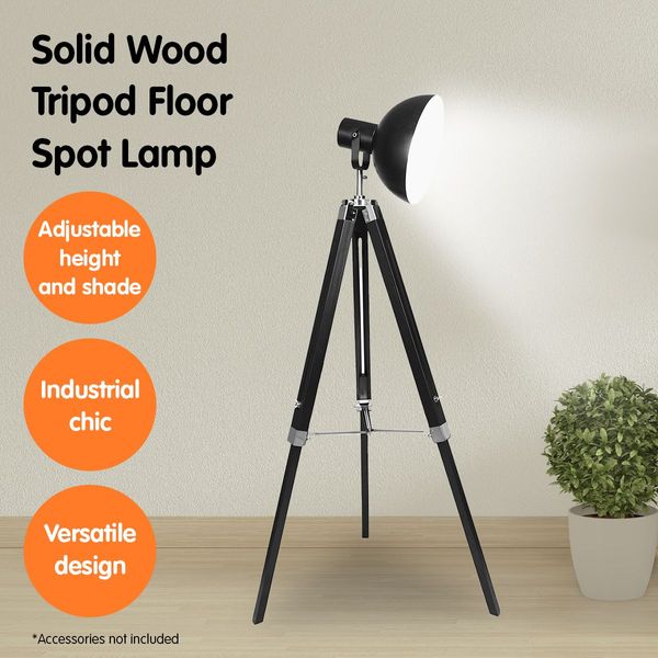 Sarantino Tripod Floor Spot Lamp Reading Adjustable Height Metal Black