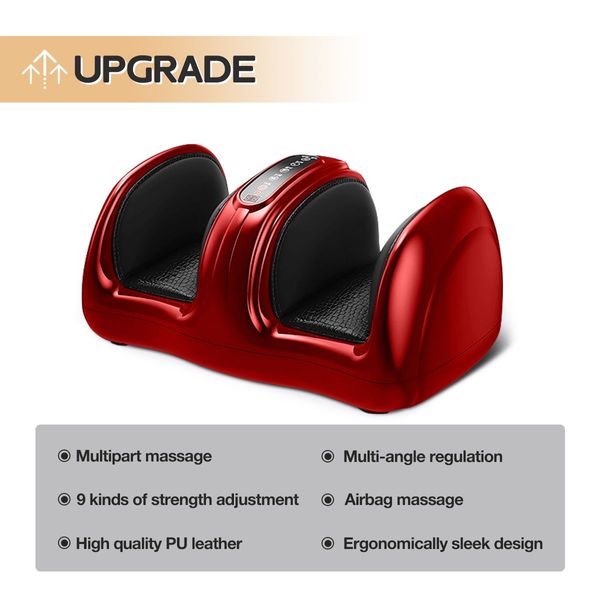 Homasa Foot Massage Machine Leg and Calf Massager Therapeutic Massaging Red