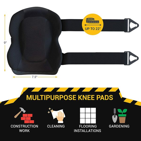 Knee Pads for Work  Universal Fit for Men and Women - Professional Poly-Shield Knee Pads With Gel-Padded Cushion