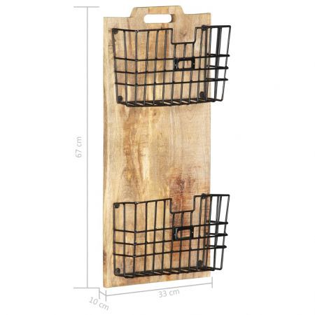 Wall-mounted Magazine Rack 33x10x67 cm Solid Rough Mango Wood