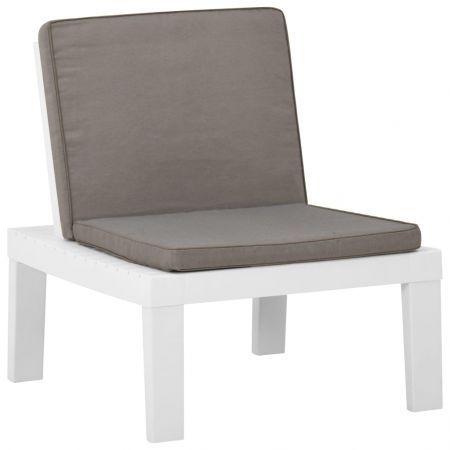 Garden Lounge Chairs with Cushions 2 pcs Plastic White