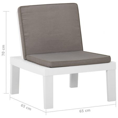 Garden Lounge Chairs with Cushions 2 pcs Plastic White