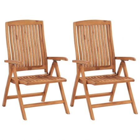 Garden Chairs 2 pcs with Grey Cushions Solid Teak Wood