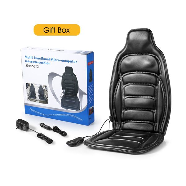 Car Home Office Heated Massage Seat Cushion W/Pulsate,Tap,Roll,Knead,Auto 5 Massage Modes