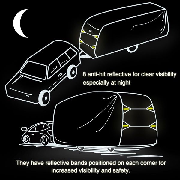 22-24Ft 4 Layers Uv Block Waterproof Caravan Camper Cover W/Anti-Hit Reflective Bands,Hitch Cover