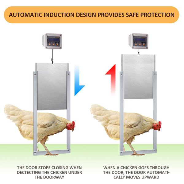 Safe Automatic Chicken Coop Door Opener Closer Working W/Timer Or Light Sensor, Get Rid Of Raccoons