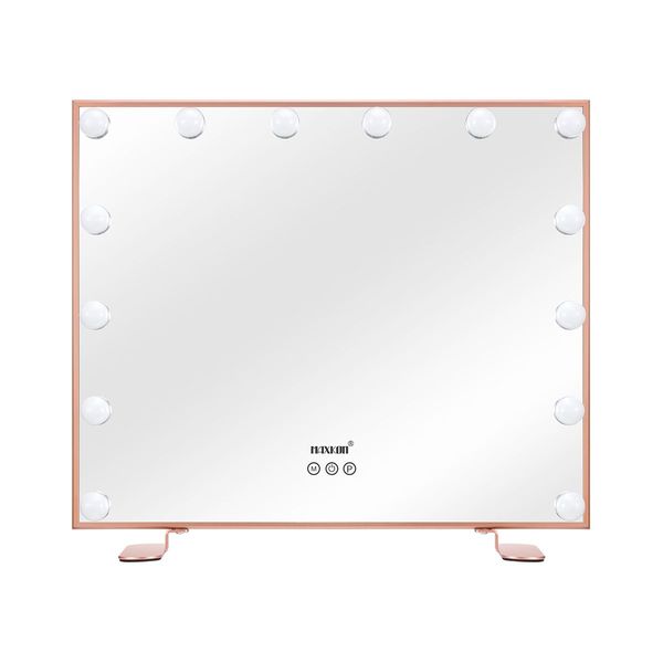 Warm Yellow/Natural/Cool White Light Hollywood Makeup Vanity Mirror,5X Magnify,Rose Gold Frame