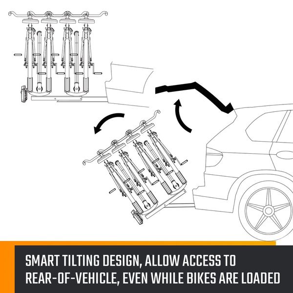Car 4 Bike Rack Carrier Mount Holder W/ Tail Light,License Plate Frame,Flexible Titling Design
