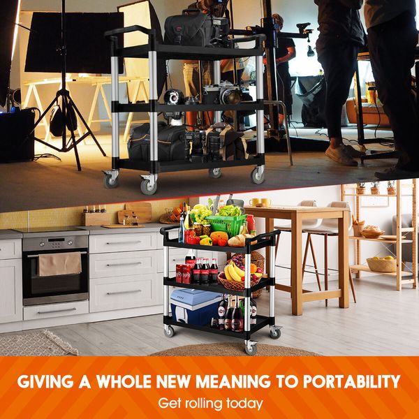 Portable Service Cart Kitchen Island Trolley Storage Rack Shelf Organizer 3 Tiers