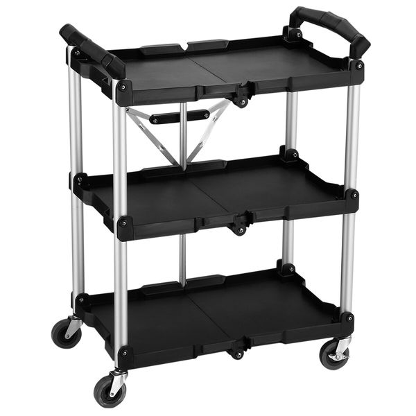 Kitchen Island Trolley Folding Service Cart Storage Rack Shelf Organiser 3 Tiers