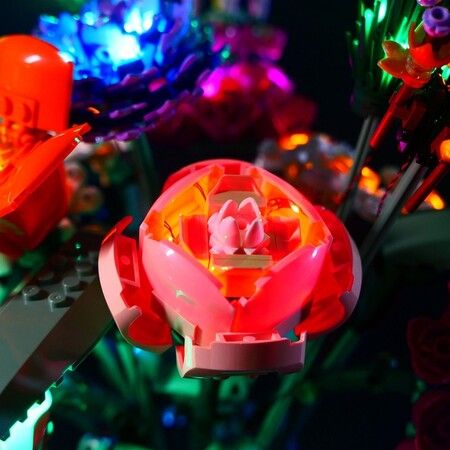 Flower Bouquet Bricks with LED lighting Kit, compatible with 10280 for adult ,Vase  NOT include