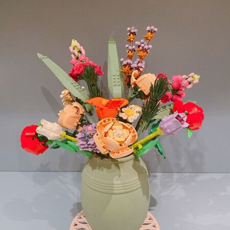 Flower Bouquet Bricks with LED lighting Kit, compatible with 10280 for adult ,Vase  NOT include