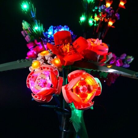 Flower Bouquet Bricks with LED lighting Kit, compatible with 10280 for adult ,Vase  NOT include