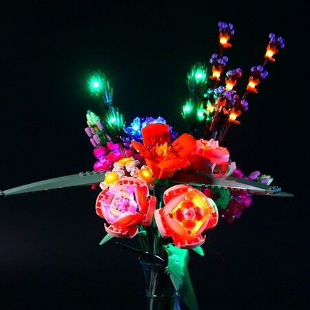 Flower Bouquet Bricks with LED lighting Kit, compatible with 10280 for adult ,Vase  NOT include