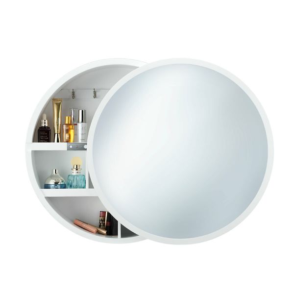 Mirrored Wall Bathroom Cabinet Round Mirror Cabinet Medicine Cabinet White