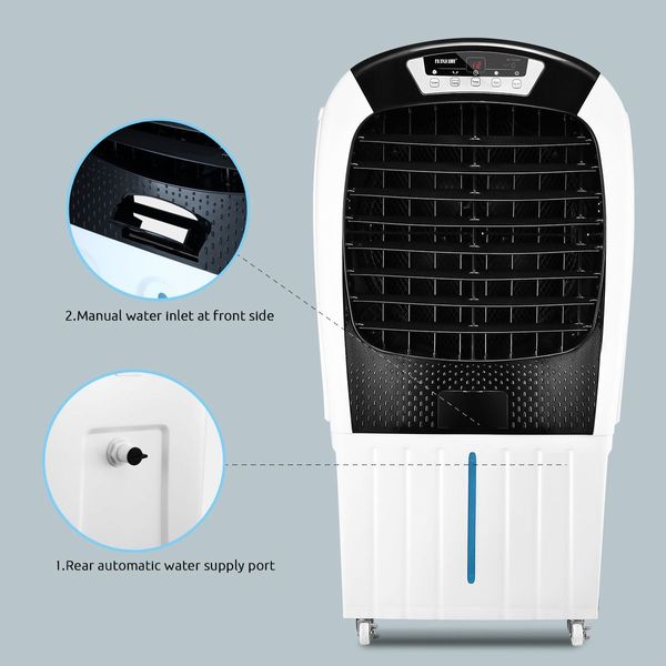 Portable Industrial 80L Wide Angle Evaporative Air Cooler Humidifier W/Vertical Horizontal Air Flow