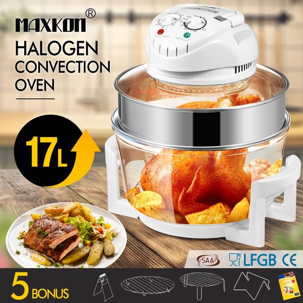 17L 2-3 Times Faster Cooking Halogan Convection Oven Oil Free Stove W/60-Mins Timer Low Fat Cooking