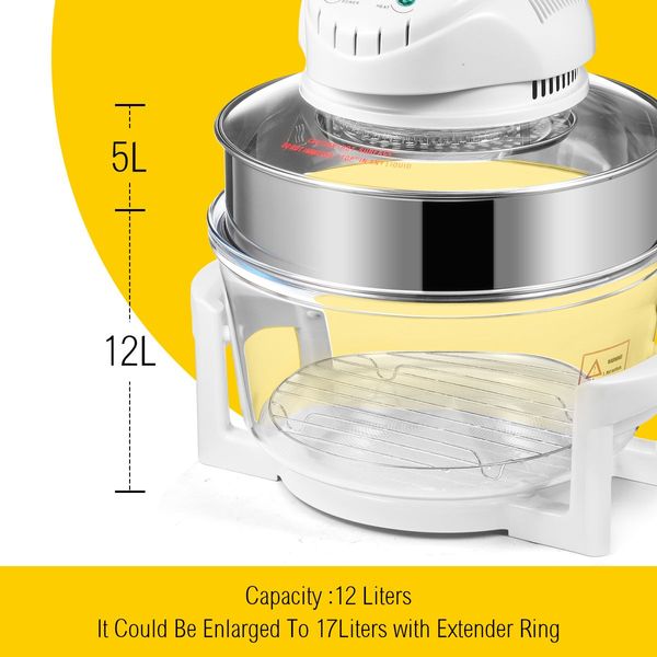 17L 2-3 Times Faster Cooking Halogan Convection Oven Oil Free Stove W/60-Mins Timer Low Fat Cooking