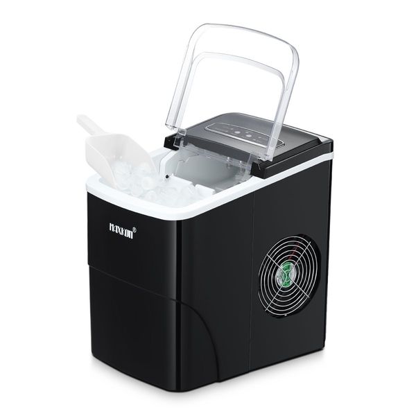 2L Portable Only 6-Min Ice Cube Making Machine,9 Ice Cubes 1 Cycle 12Kg 1 Day,S/L Cube Size-Black