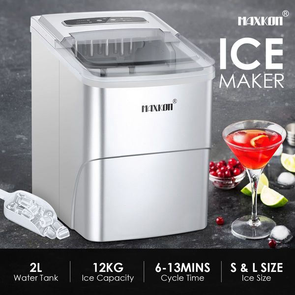 2L Portable Only 6-Min Ice Cube Making Machine,9 Ice Cubes 1 Cycle 12Kg 1 Day, S/L Size-Silver