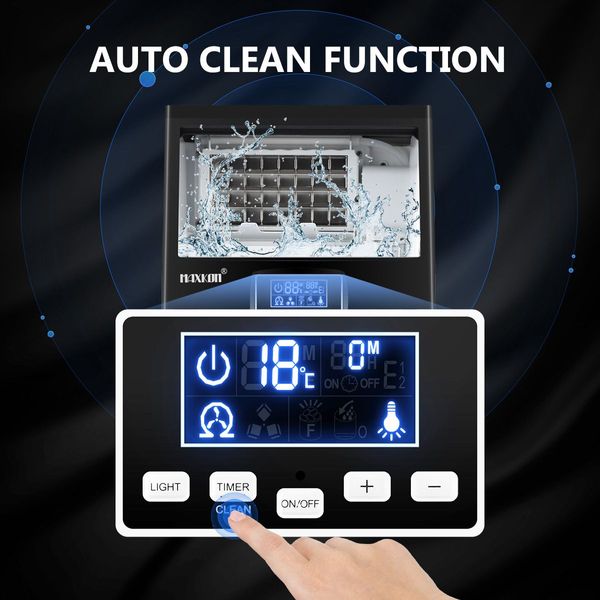 Self Clean Commercial 11-Min Quick Ice Cube Making Machine W/32 Cubes 1 Cycle 38Kg 1 Day 3 Ice Size