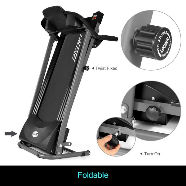 0.8Hp 1-12Km/H Speed Foldable Treadmill Running Machine W/36Cm Width Belt Home Gym Equipment