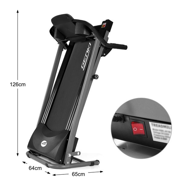 0.8Hp 1-12Km/H Speed Foldable Treadmill Running Machine W/36Cm Width Belt Home Gym Equipment