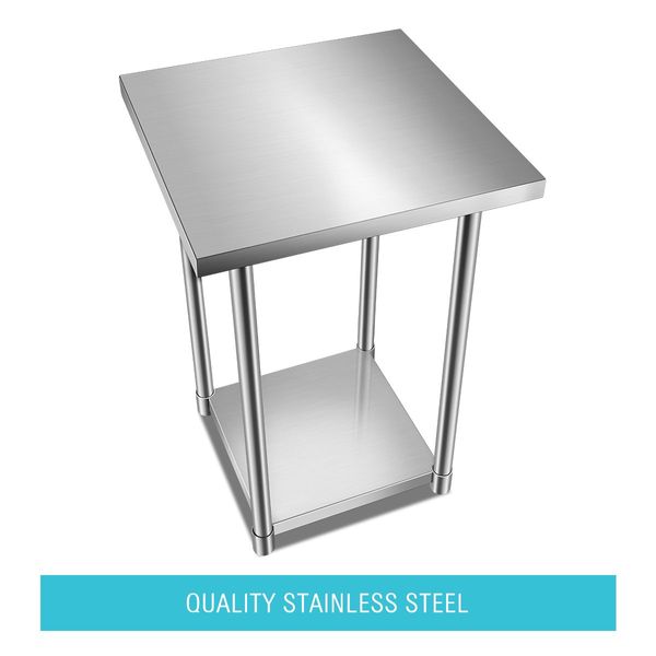 Galvanised Kitchen Prep Table Cater Work Table W/Adjustable Feet For Uneven Floor 61x61x90cm