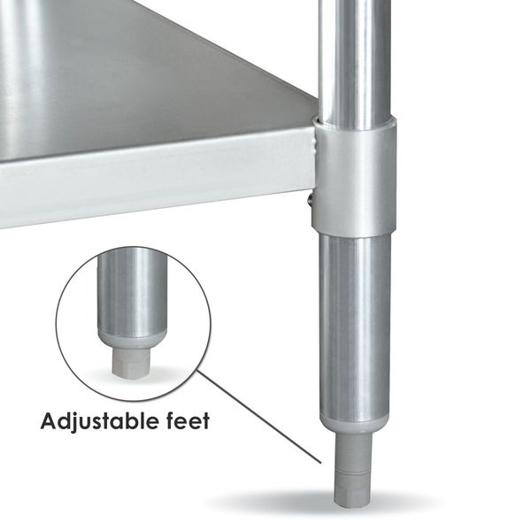 Stainless Kitchen Prep Table Cater Work Bench W/Adjustable Feet For Uneven Floor 121.9x61x90cm