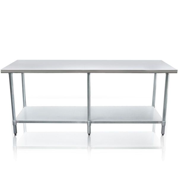 Stainless Kitchen Prep Table Cater Work Bench W/Adjustable Feet For Uneven Floor-213.4X76.2X90CM