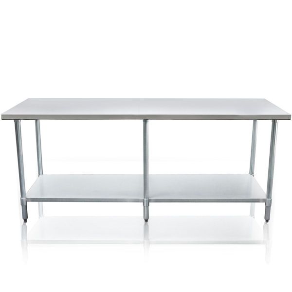 Stainless Kitchen Prep Table Cater Work Bench W/Adjustable Feet For Uneven Floor-213.4X76.2X90CM