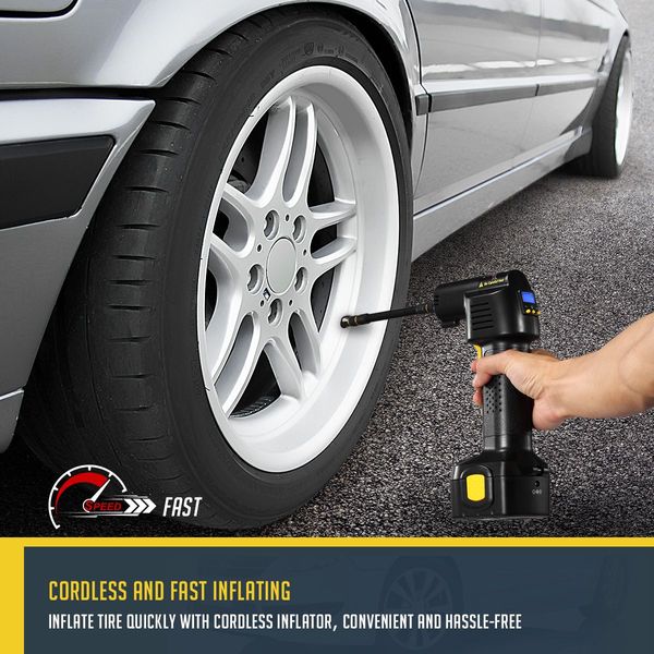 12V Instant Pump Up Car Motorcycle Bike Eletric Tyre Inflator W/Built In Led Light & Phone Charger