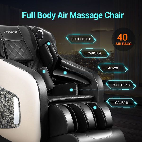 4D 40-Airbag Full Body Heated Massage Chair 0 Gravity Recliner W/Shiatsu,Knead,Flap,Knock,Extrusion