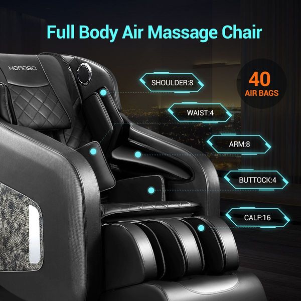 4D 40-Airbag Full Body Heated Massage Chair 0 Gravity Recliner W/Shiatsu,Knead,Flap,Knock,Extrusion