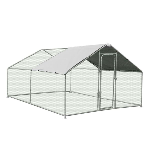 4X3X1.95M Walk In Chicken Coop Cage Dog Enclosure Kennel Pet Run House,Uv Block Roof Security Gate