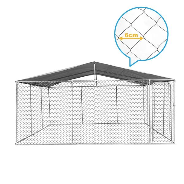 4X4X2.32M Walk In Dog Enclosure Kennel Pet Run House Chicken Coop Cage,Uv Block Roof Security Gate