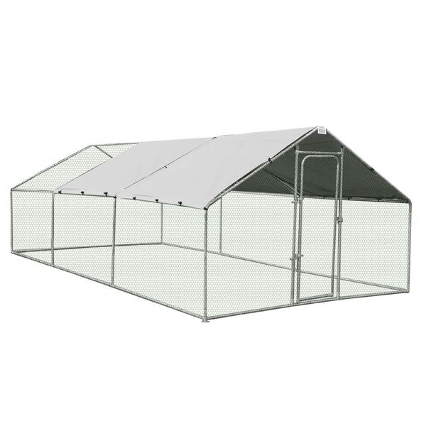 6X3X1.95M Walk In Chicken Coop Cage Dog Enclosure Kennel Pet Run House,Uv Block Roof Security Gate