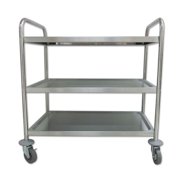 Wheeled 3 Tiers Kitchen Trolley Cart Food Pre Table Stainless Steel Easy To Clean 86X54X94Cm