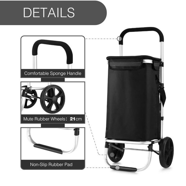 45Kg Load Folding Easy Transport 2 Big Wheels Shopping Cart Trolley Durable Waterproof Oxford Cloth