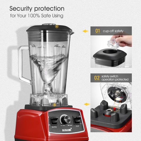 Powerful 2200W Home/Business 2L Food Blender Smoothie Maker Juicer Grinder W/ High Speed Blade-Red