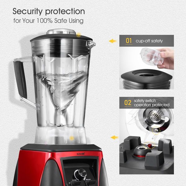 Powerful 2300W Home/ Business 3L Food Blender Smoothie Maker Juicer Grinder W/ High Speed Blade-Red