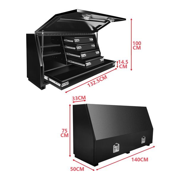 Trailer Truck Ute Mountable 5 Drawers Tool Box Waterproof W/Extra Forklift Slot For Easier Movement