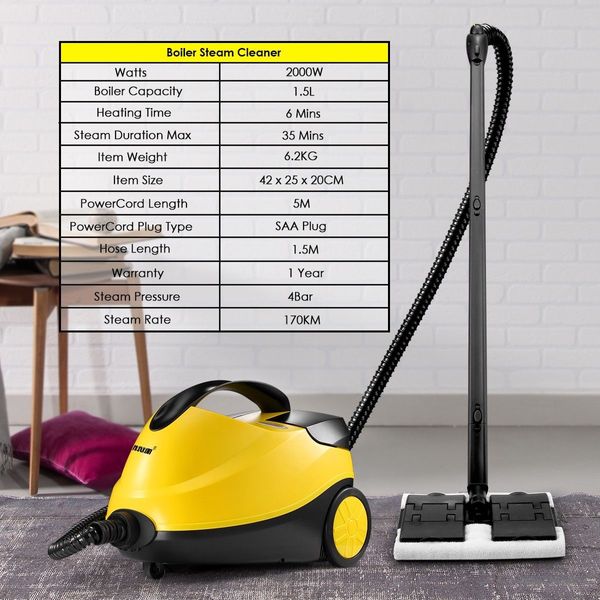 Portable Deep-Effective Cleaning Steam Mop Cleaner W/Multi Nozzles For Floor Window Glass Tap Tile