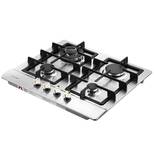 60Cm Ng Lpg 4 Burners Gas Cooktop Hob Stove Easy Clean Stainless Steel Top W/Sai Safe Certification