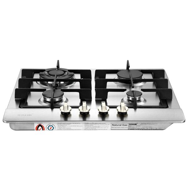 60Cm Ng Lpg 4 Burners Gas Cooktop Hob Stove Easy Clean Stainless Steel Top W/Sai Safe Certification