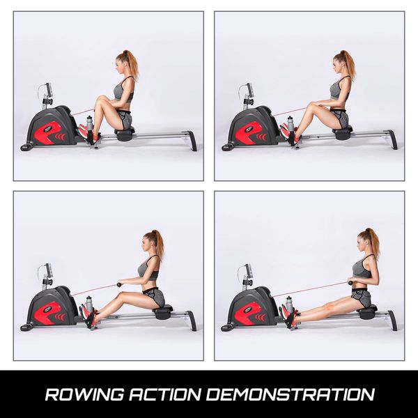 Foldable 15 Level Magnetic Exercise Rowing Machine Home Gym Training Rower W/ Large Lcd Display