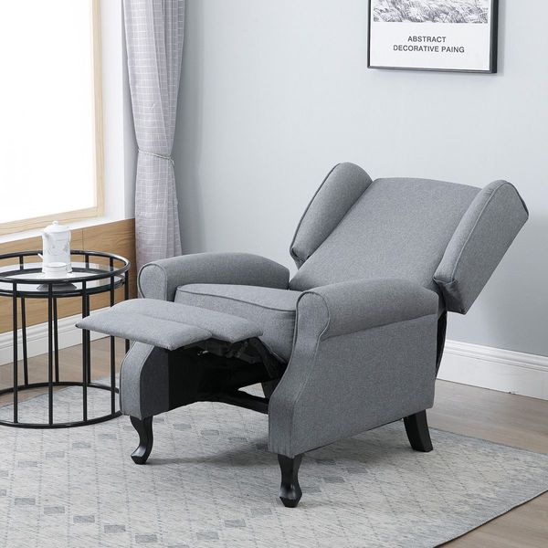 Position Adjustable Sofa Recliner Chair W/Large Backrest Padded W/Thick & High Resilience Foam-Grey